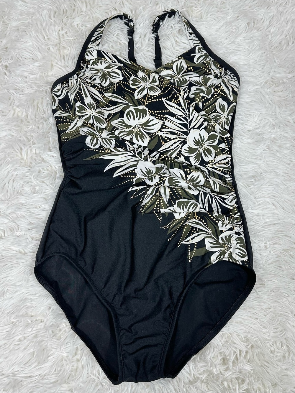 Miraclesuit Seraphina One Piece 10 Black Floral Underwire Tummy Control Swimsuit - Picture 4 of 15
